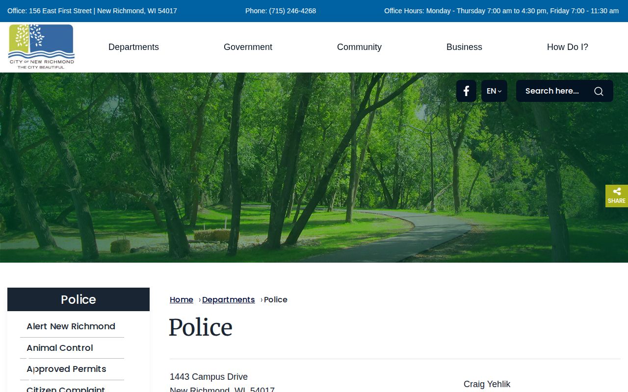 New Richmond Police Department official page for New Richmond arrest records